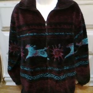 Women's Black Mountain Fleece Jacket Native design size small